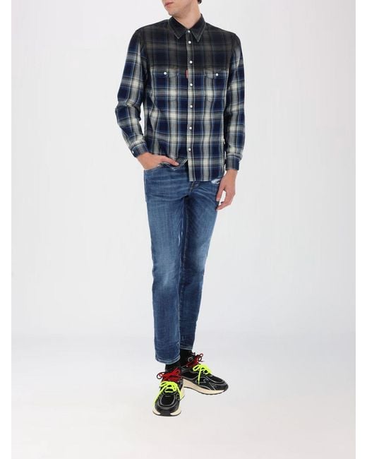 DSquared² Blue Cotton Shirt for men