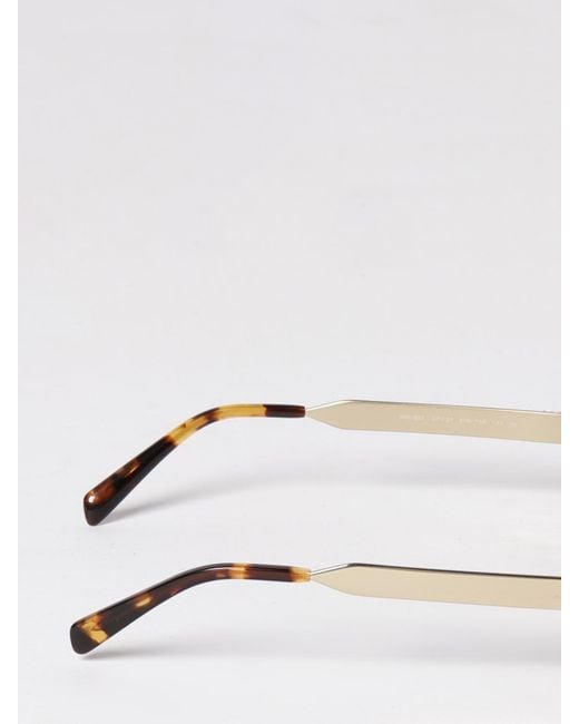Miu Miu White Rounded Metal Frame Sunglasses With Impressed Logo