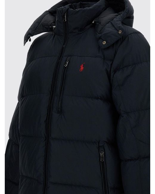 Polo Ralph Lauren Blue Gorham Quilted Nylon Hooded Down Jacket With Pony Logo for men