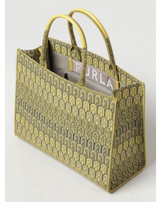 Furla Natural Opportunity L Bag In Canvas With Jacquard Logo