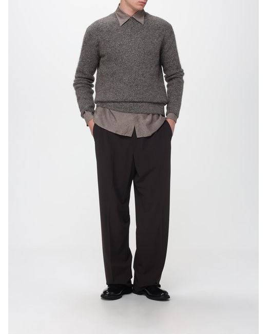 Emporio Armani Gray Wool-Blend Stockinette-Knit Sweater for men