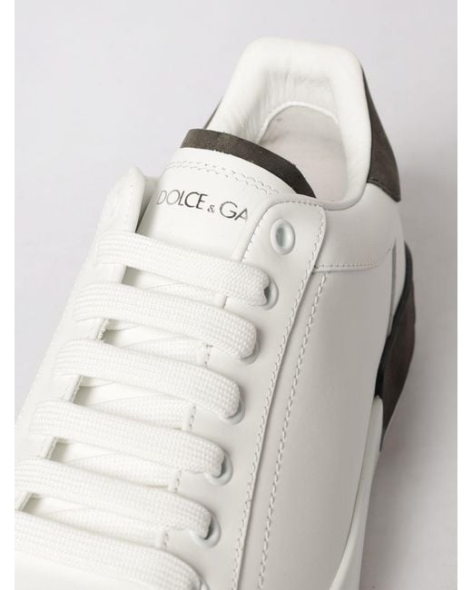 Dolce & Gabbana White Dolce &Amp Gabbana Portofino Leather Sneakers for men