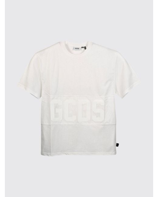 Gcds White Cotton Logo T-Shirt for men