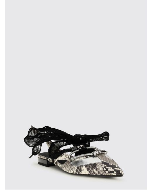 Pinko White Roccia Python Print Leather Ballerinas