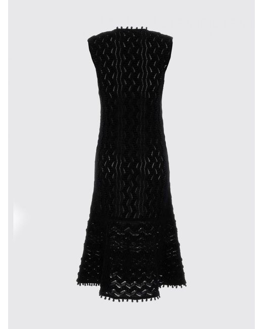Jil Sander Black Perforated Cotton Knit Dress