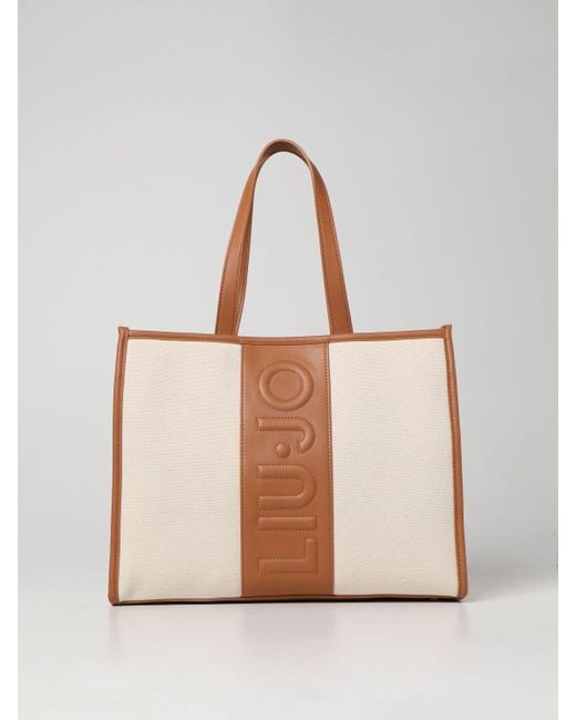 Liu Jo Multicolor Tote Bag In Canvas And Synthetic Leather