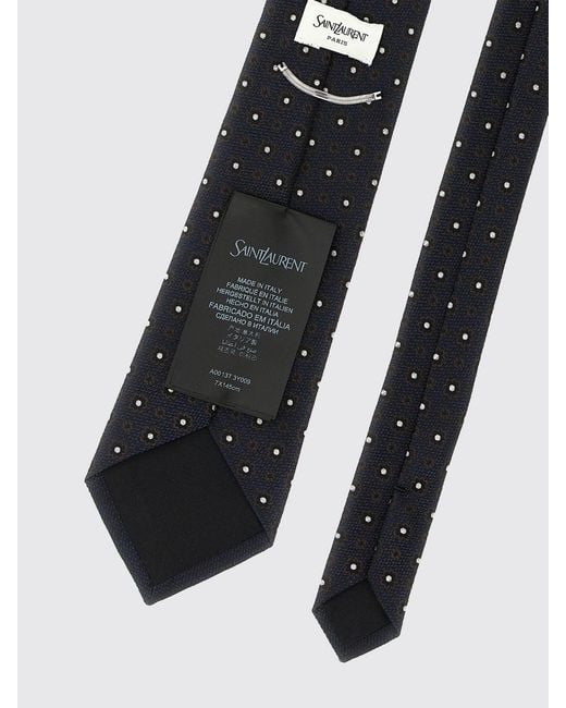 Saint Laurent White Polka Dot Tie for men