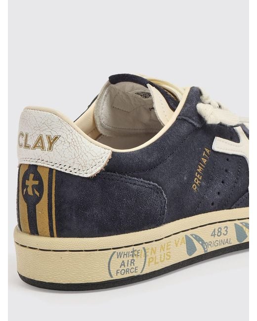 Premiata White Clay Leather Sneakers for men