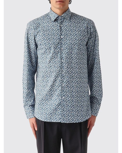 Etro Blue Cotton Shirt With Paisley Print for men