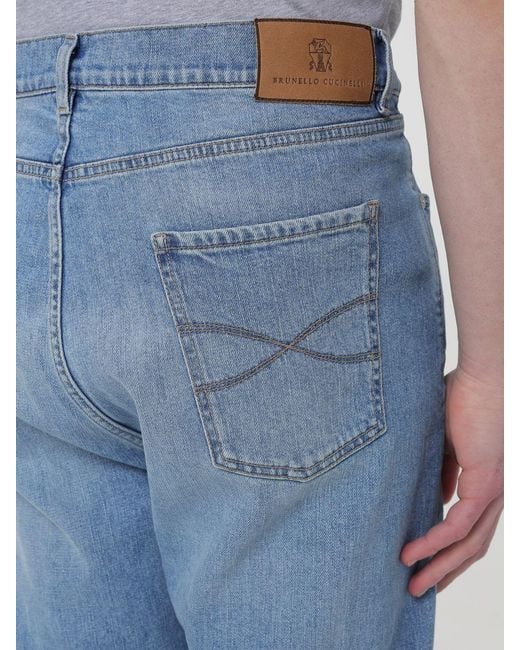 Brunello Cucinelli Blue Straight Cotton Denim Jeans for men