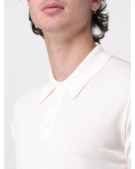 Polo De Manga Corta De Algodón Con Tapeta De Tres Botones Roberto Collina de hombre de color White