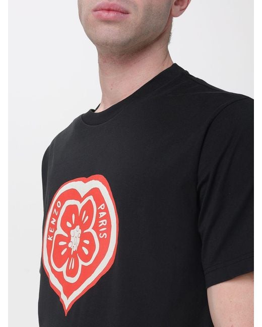 KENZO Black Cotton T-Shirt With Logo for men
