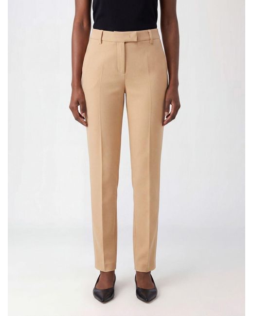 Alberto Biani Natural Slim Fit Technical Crêpe Chino Trousers With Belt Loops