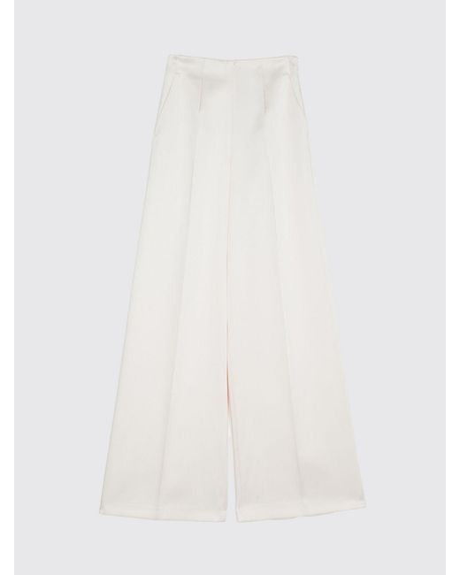 Twinset White Wide Leg Crêpe Trousers
