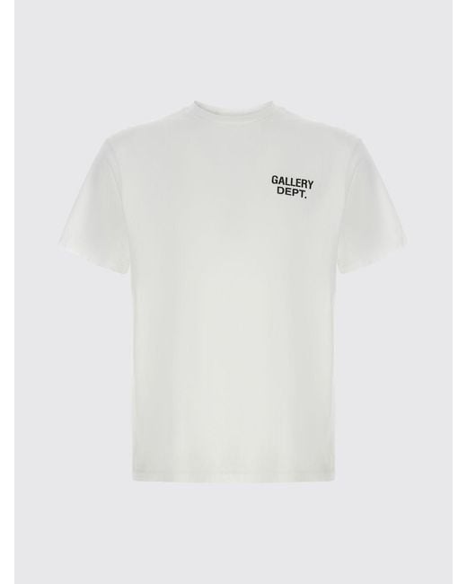 GALLERY DEPT. White Slim Fit Logo Print Dropped-Shoulder Cotton T-Shirt for men