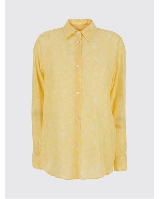 Grifoni Natural Floral Print Cotton Shirt With Long Sleeves And Classic Collar