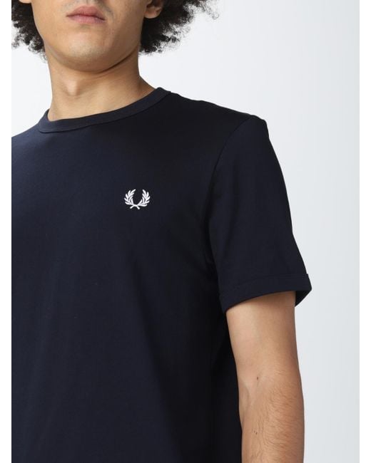 Fred Perry Blue Basic T-Shirt With Mini Logo for men