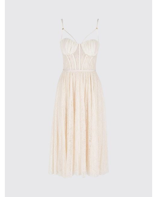 Elisabetta Franchi Natural Lace Midi Dress