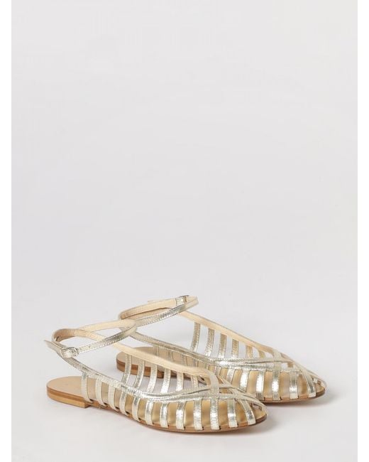 Anna F. Natural Laminated Leather Sandals
