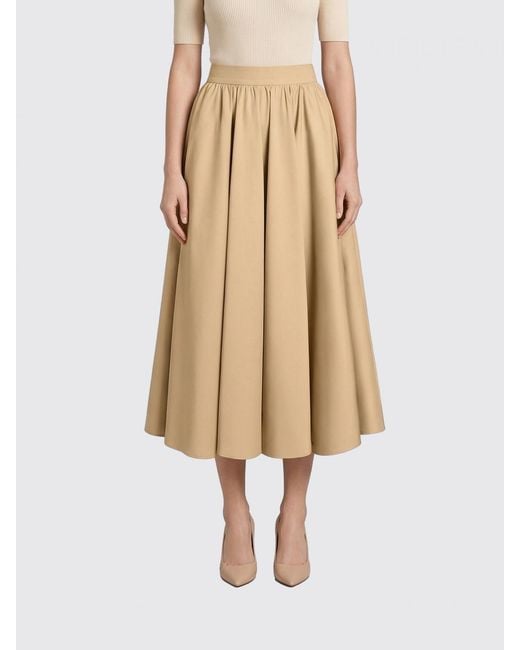 Patou Natural Pleated Cotton Skirt