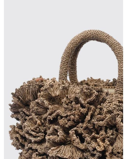 IBELIV Brown Coral Raffia Handbag