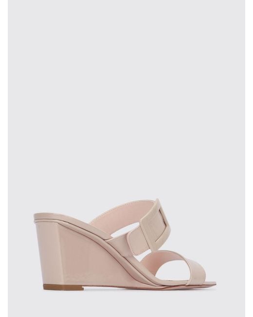 Roger Vivier White Belle Vivier Patent Leather Mules