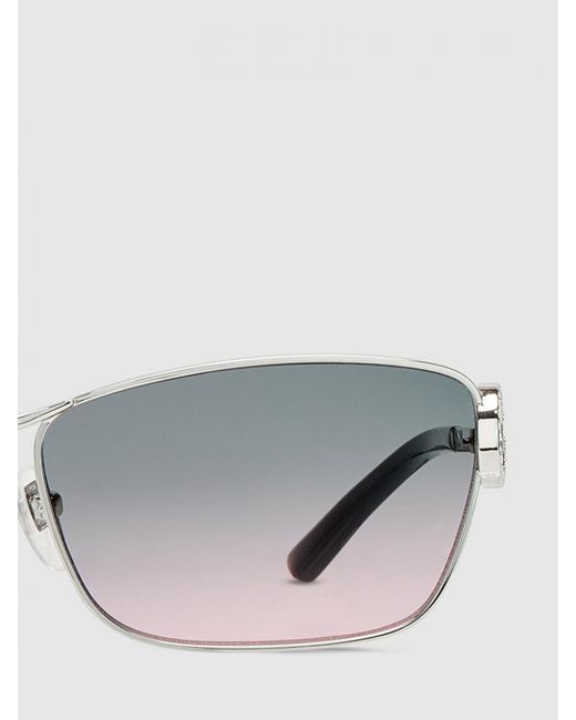 Gucci White Cat-Eye Metal Sunglasses With Gg Monogram And Tinted Lenses