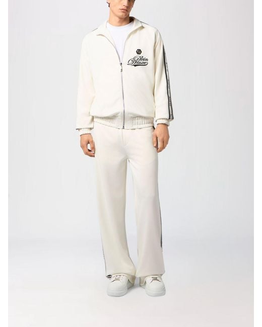Philipp Plein Natural Polyester Bomber Jacket With Logo for men