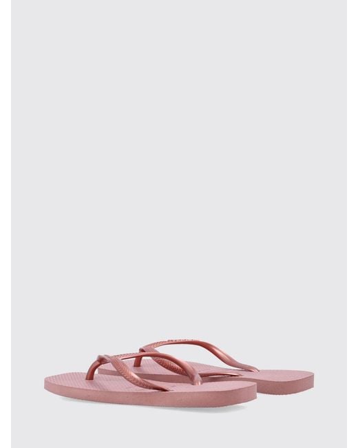 Havaianas Pink Square Rubber Flip-Flops With A Square Toe And Low Heel