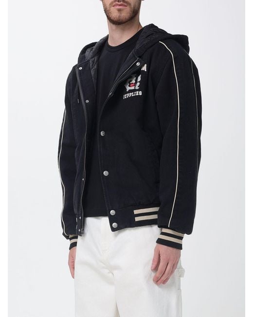 ICECREAM Blue Cotton Bomber Jacket With Hood And Logo for men