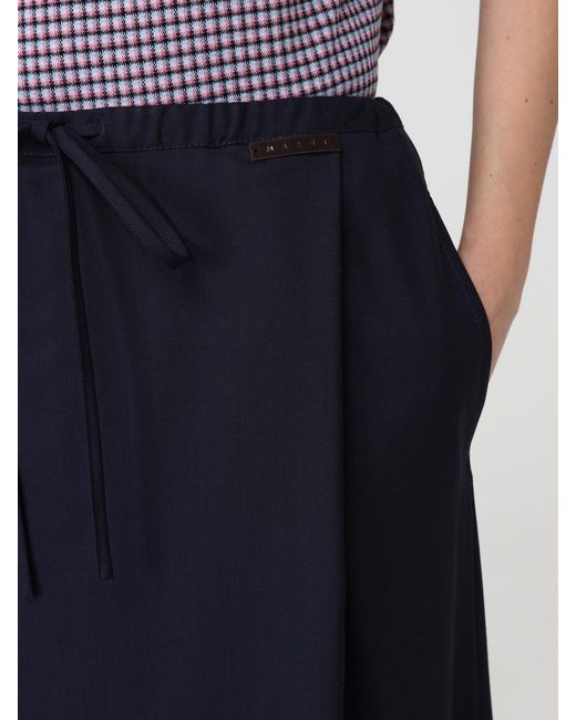 Marni Blue Wool Wide-Leg Trousers