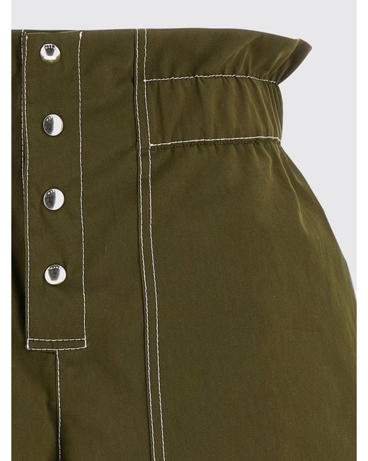 Marni Green High-Waisted Cotton-Blend Shorts With Slant Pockets