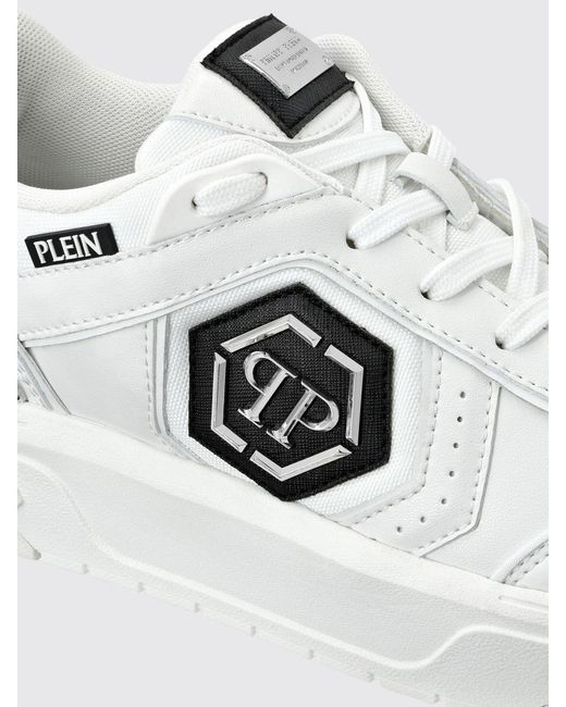 Philipp Plein White Leather And Mesh Sneakers for men