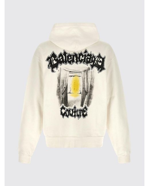 Balenciaga Natural Printed Cotton Hoodie for men