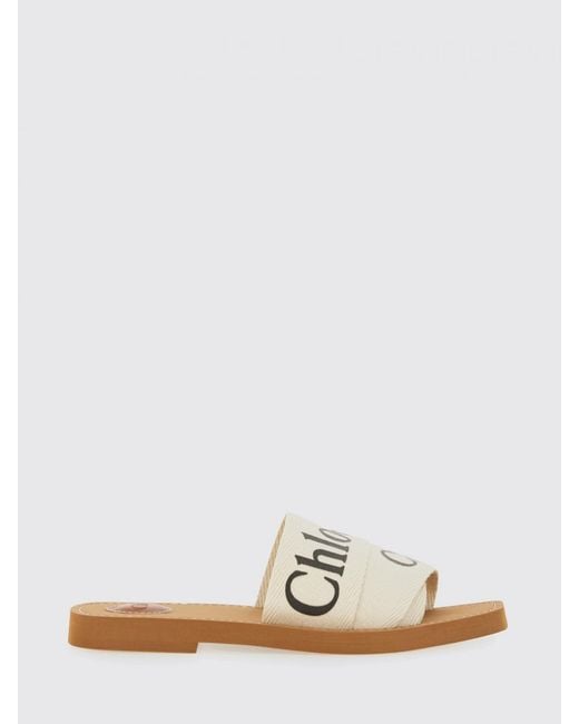 Chloé White ChloÉ Woody Canvas Slippers