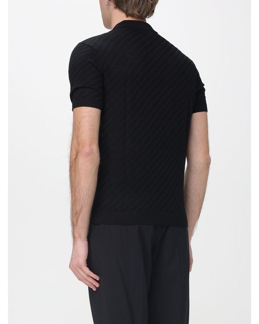 Emporio Armani Black Knitted Polo Shirt for men