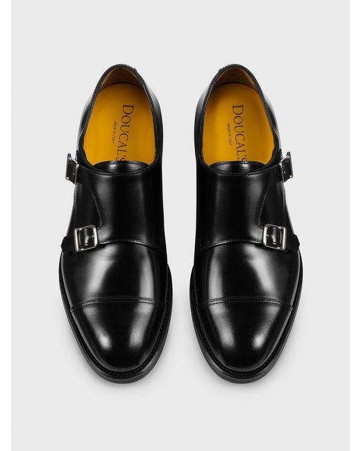 Doucal's Black Leather Monk Strap for men