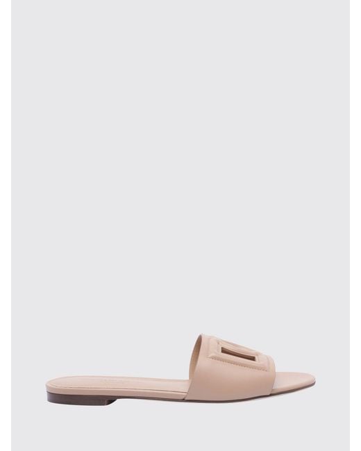 Dolce & Gabbana Pink Dolce &Amp Gabbana Leather Mule Sandals With Dg Monogram And Low Heel