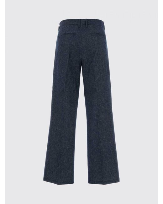 Max Mara Blue Cotton Straight Trousers