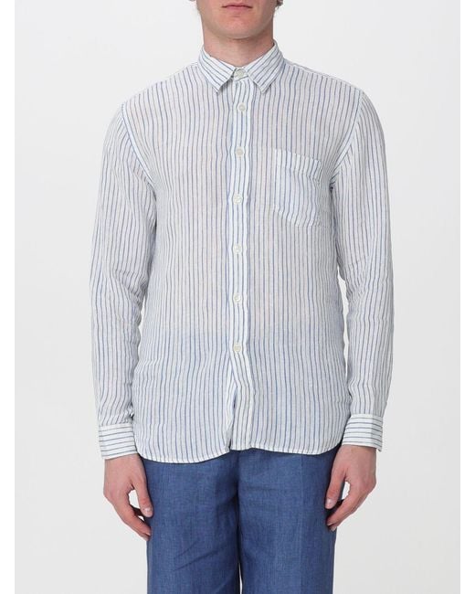 120% Lino Gray Striped Shirt for men