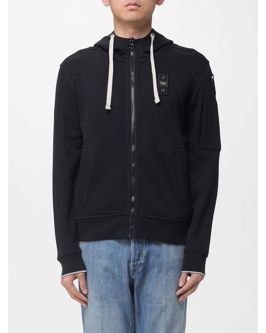 Blauer Blue Cotton Hoodie With Logo for men