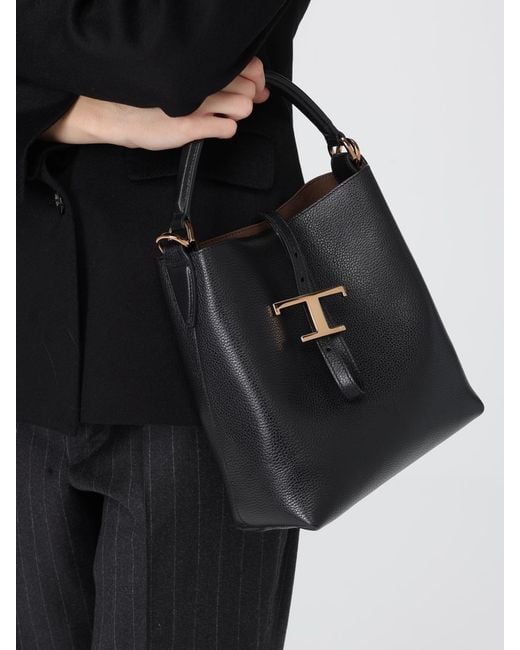 Tod's Black T Timeless Calfskin Handbag