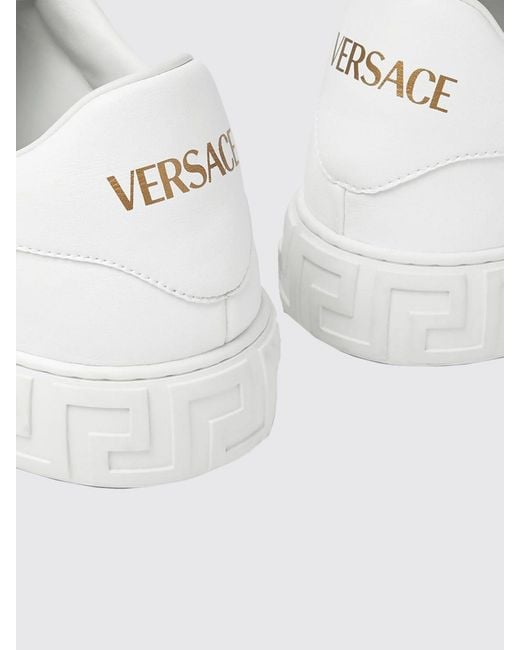 Versace White Greca Leather Sneakers for men