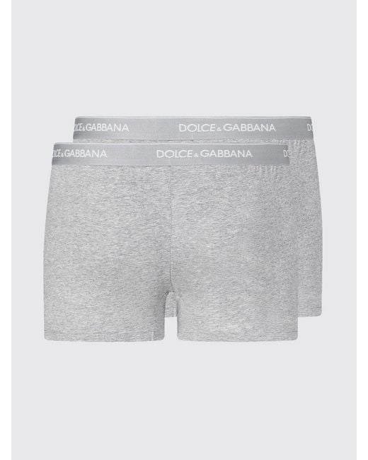 Dolce & Gabbana Gray Dolce &Amp Gabbana Set Of 2 Stretch Cotton Boxer Shorts With Logo for men