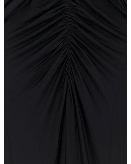 Self-Portrait Black Ruched Jersey Dress