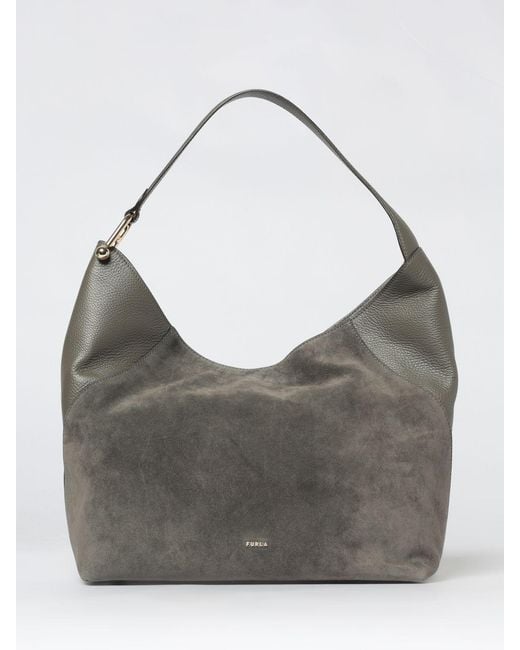 Furla Gray Lara Suede Bag