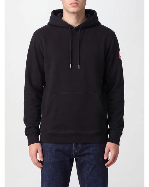 Canada Goose Black Cotton Hoodie With Kangaroo Pocket for men