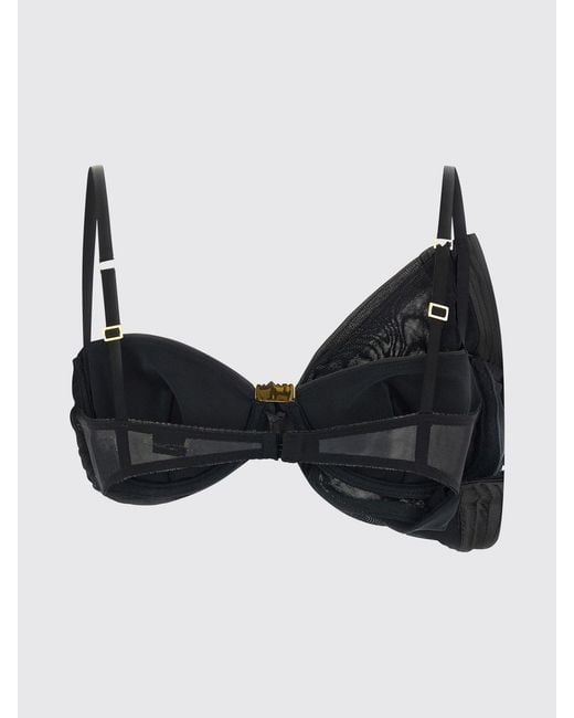 Elisabetta Franchi Black Crop Bra Top With Metal Ring