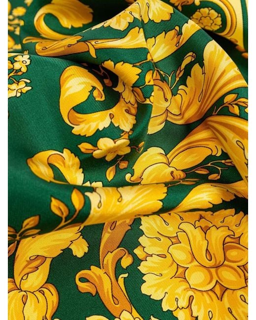 Versace Green Silk Foulard With Baroque Print