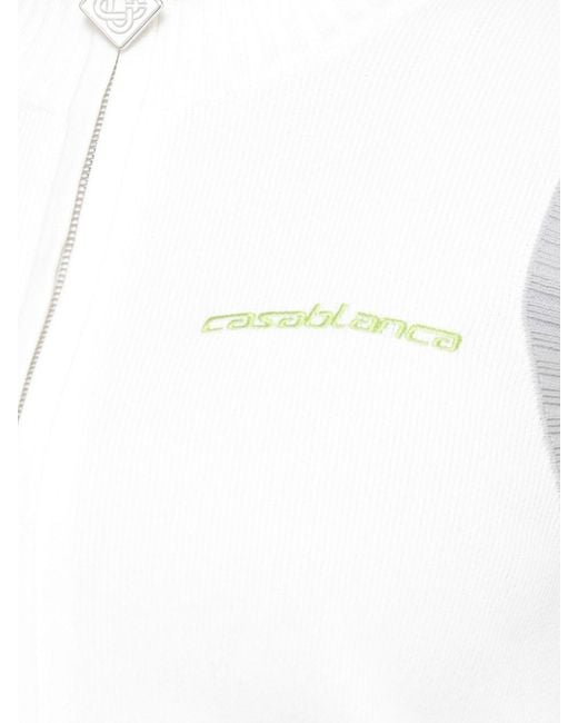 Casablanca White Viscose Knit Zip-Up Sweatshirt